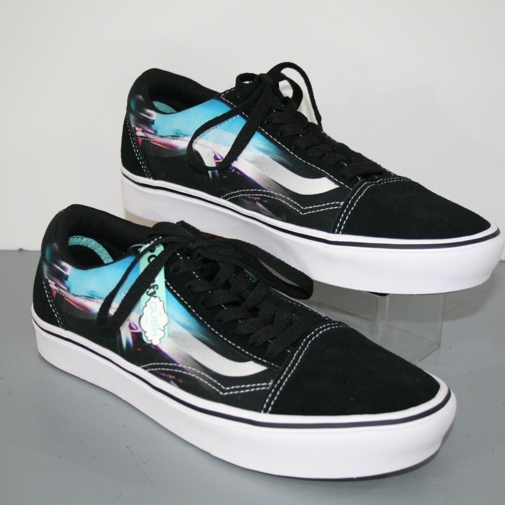 Vans Old Skool ComfyCush Formula 66 Mens 8 Womens 9.5 Black Blue Digital Warp
